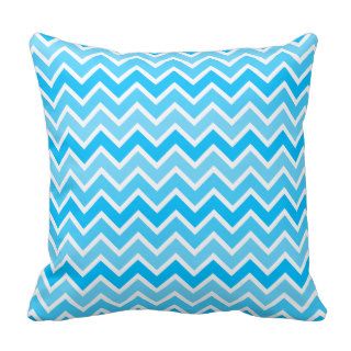 Turquoise & Caribbean Blue Chevron Zig Zag Print Throw Pillows