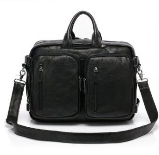 Vicenzo Flex Black Genuine Leather Briefcase Messenger/laptop Bag/ Backpack Clothing