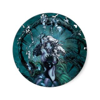 Grimm Fairy Tales Little Mermaid wicked Sea Witch Round Sticker