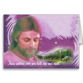Jesus watches you both day and night. cards