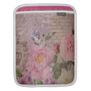 Beautiful vintage pink and blue roses and flowers sleeve for iPads