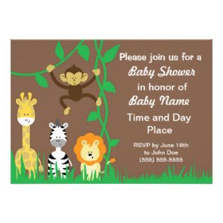 Jungle Animals Neutral Baby Shower Invitations