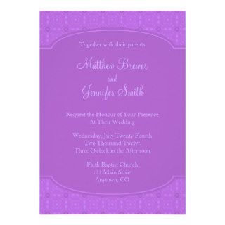 Custom Purple Damask Wedding Invitation