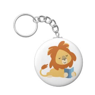 Reading Cartoon Lion keyring Keychain