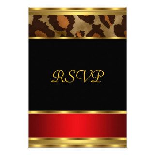 RSVP Birthday Party Gold Black Red Leopard Custom Invitations