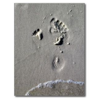 Father & Child Footprints in the Sand Post Card