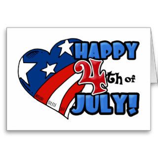 Happy 4th of July Stars & Stripes Heart Greeting Cards