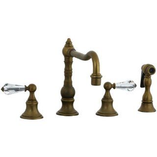 Cifial 265.255.V05 Highlands 4 Hole Widespread Pillar Kitchen Faucet with Side Spray in Aged Brass 265.255.V05   Touch On Kitchen Sink Faucets  