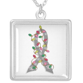 Juvenile Diabetes Christmas Lights Ribbon Personalized Necklace
