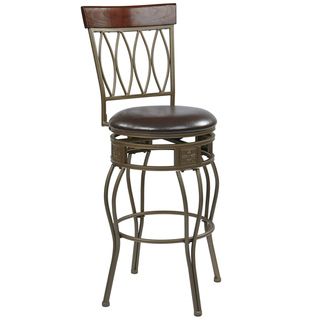 Cosmo 30 inch Ash Metal Upholstered Swivel Barstool Office Star Products Bar Stools