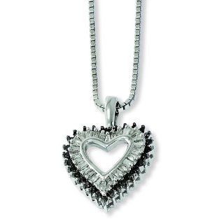 Sterling Silver Black and White Diamond Heart Pendant. Total Carat Wt  0.269ct. Jewelry