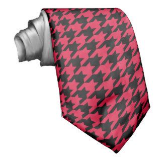 Classic Black and Crimson Houndstooth Check Tie
