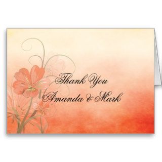 Abstract Peach Flowers Peach Background Thank You Card