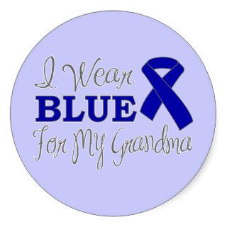 I Wear Blue For My Grandma (Blue Awareness Ribbon) Round Stickers