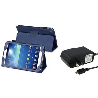BasAcc Navy Blue Case/ Travel Charger for Samsung Galaxy Tab 3/ 8.0 BasAcc Tablet PC Accessories