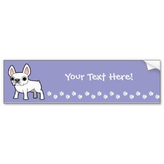 Cartoon French Bulldog (white) Bumper Stickers