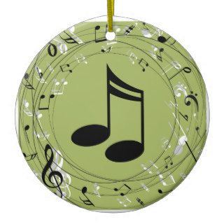 Green Music Notes Gift Idea Ornament