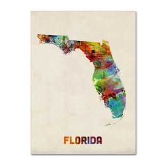 Michael Tompsett 'Florida Map' Canvas Art Trademark Fine Art Canvas