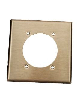 Leviton S701 40 2 Gang Power Receptacle Wallplate, Flush Mount, Standard Size, Device Mount, 302 Stainless Steel   Outlet Plates  