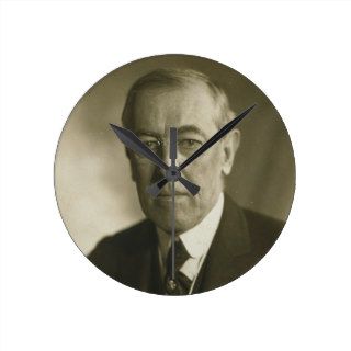 President Woodrow Wilson Portrait 1919 Round Wallclock
