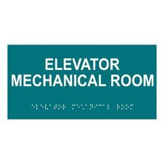 ADA Elevator Mechanical Room Braille Sign RSME 306 WHTonBHMABLU  Business And Store Signs 