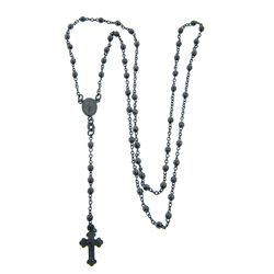 Eternally Haute Black Rhodium Plated Silver 24 Inch Rolo Chain Rosary Necklace Eternally Haute Sterling Silver Necklaces