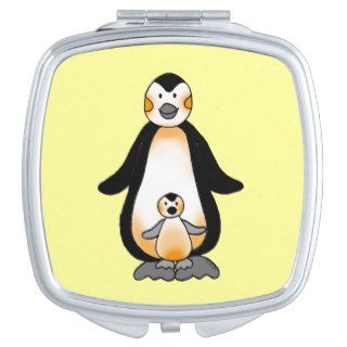 Mommy/daddy and baby penguin vanity mirrors