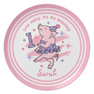 Tutu Piggy 1st Birthday Plates