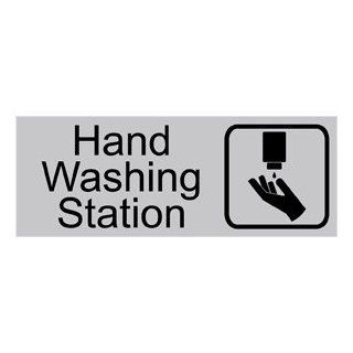 Hand Washing Station Engraved Sign EGRE 368 SYM BLKonSLVR Hand Washing  Business And Store Signs 