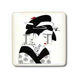 lsp_38186_2 Florene Asian Art   Geisha In Black and White   Light Switch Covers   double toggle switch   Multi Switch Plates  