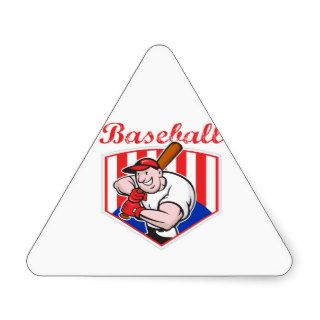 Baseball Player Batting Diamond Cartoon Triangle Sticker