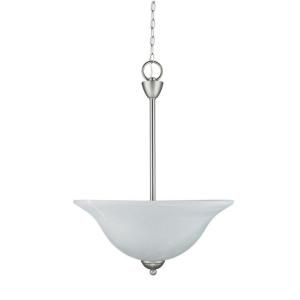 Chloe Lighting Transitional 3 Light Satin Nickel Ceiling Pendant with Fixture Frosted Alabaster Glass Shade CH0110 SN UPD3
