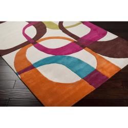 Hand tufted Ivory Contemporary Multi Colored Squares Beige New Zealand Wool Camras Geometric Rug (3' 3x5   4x6 Rugs