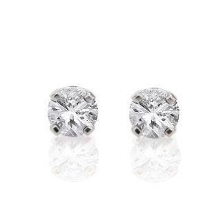 14K White Gold Stud 1/2 Carat twt Diamond Earrings Jewelry