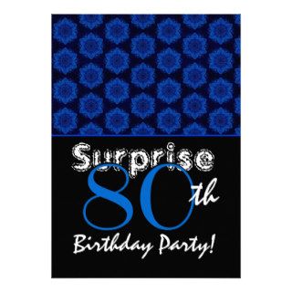 SURPRISE 80th Birthday Royal Blue Stars W1449 Invites