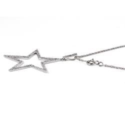 Isabella Platinum over Silver 1/10ct TDW Diamond Star Necklace (G H, I2 I3) Palm Beach Jewelry Diamond Necklaces