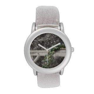 Pears And Hitching Post In Black And White Nature Wrist Watch
