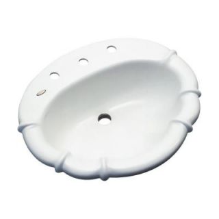Magnolia Drop in Bathroom Sink with Faucet Holes in White 92800