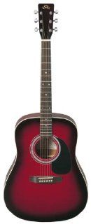 SX Mentor RDS Acoustic Guitar Package, Red with Instructional DVD & Carry Bag Included SX MD160 RDS Musical Instruments