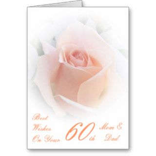 60th Wedding Anniversary Mom & Dad Pink Rose Greeting Card