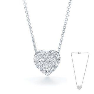 2.00 Carat Two Sided Heart Pendant Necklace with an 18 Inch Chain Included. Platinum Plated Jewelry