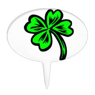 simple four leaf clover st pats green.png cake picks