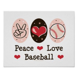 Peace Love Baseball Poster