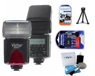 Flash Kit For Canon EOS Rebel T2i T3i, EOS 600D T3, EOS 5D Mark III DSLR Camera Bundle Includes Vivitar DF 293 TTL LCD Bounce Zoom Swivel DSLR AF Flash w/LCD Display Includes Reflecting Plate And Wide Angle Flash Diffuser +4AA Rechargeable NIMH Batteries +