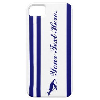 WHALE navy blue and white your text here iPhone 5 Case