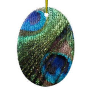 Peacock Feather with Stained Glass Effect Christmas Tree Ornaments