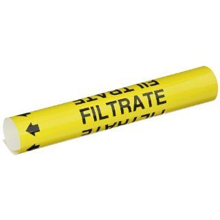 Brady 5685 O High Performance   Wrap Around Pipe Marker, B 689, Black On Yellow Pvf Over Laminated Polyester, Legend "Filtrate" Industrial Pipe Markers
