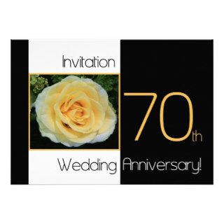 70th Wedding Anniversary Invitation   Yellow Rose