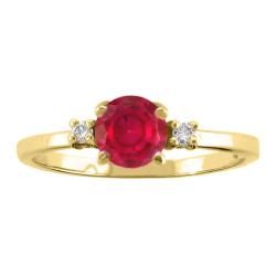 10k Gold July Birthstone Created Ruby and Diamond Ring Gemstone Rings