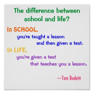 The difference between school and life poster